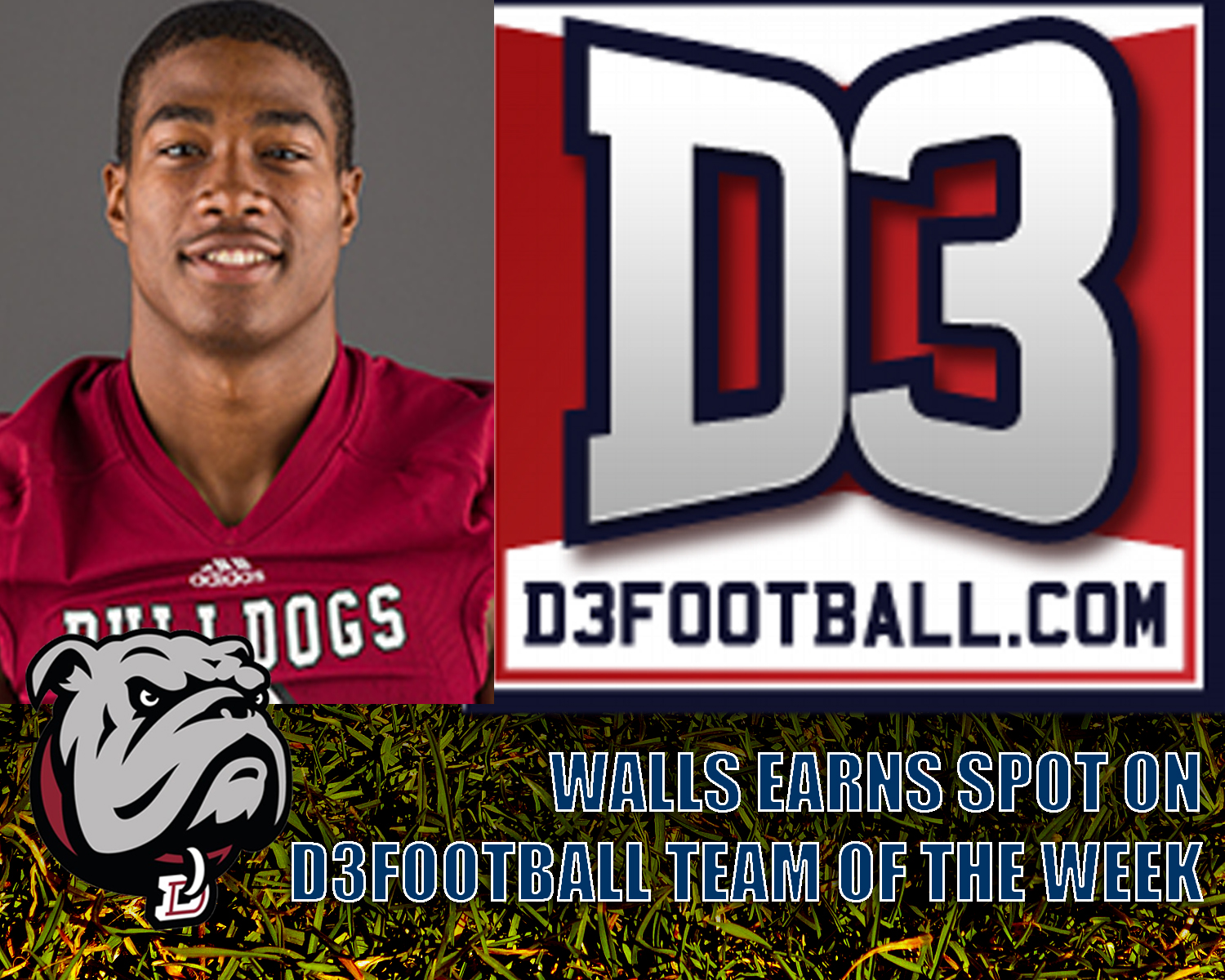 Marquez Walls Highlighted on D3football.com's Team of the Week